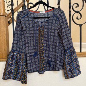 Taylor & Sage Boho Top with Tie Front